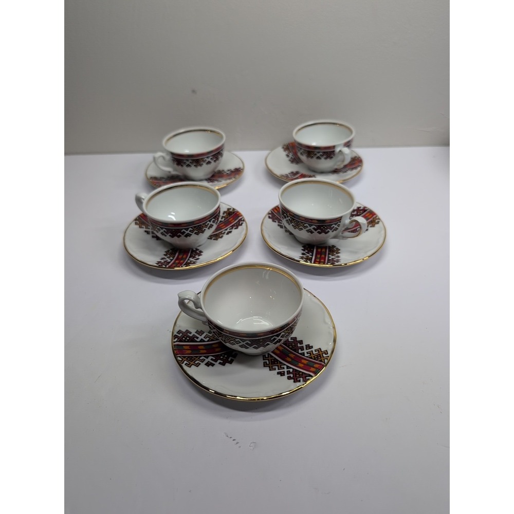 J.‎ KRONESTER BAVARIA LOT OF 5 TEA CUPS & SAUCERS West Germany 35 883